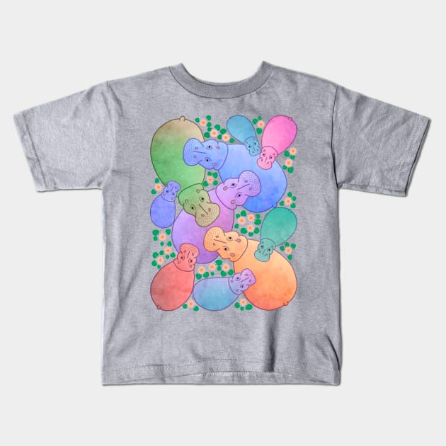 Hippo Pond - Sherbet Kids T-Shirt by Hippopottermiss